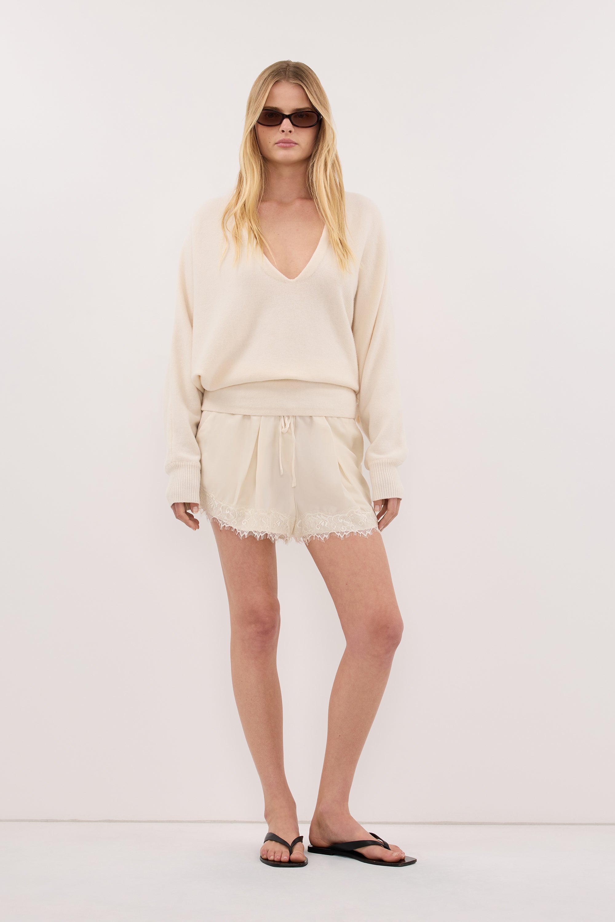 ANDREA SANDSTONE CUPRO LACE SHORT