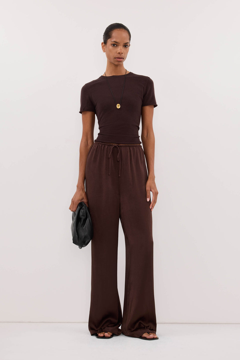 MYA BITTER CHOC SATIN PANT