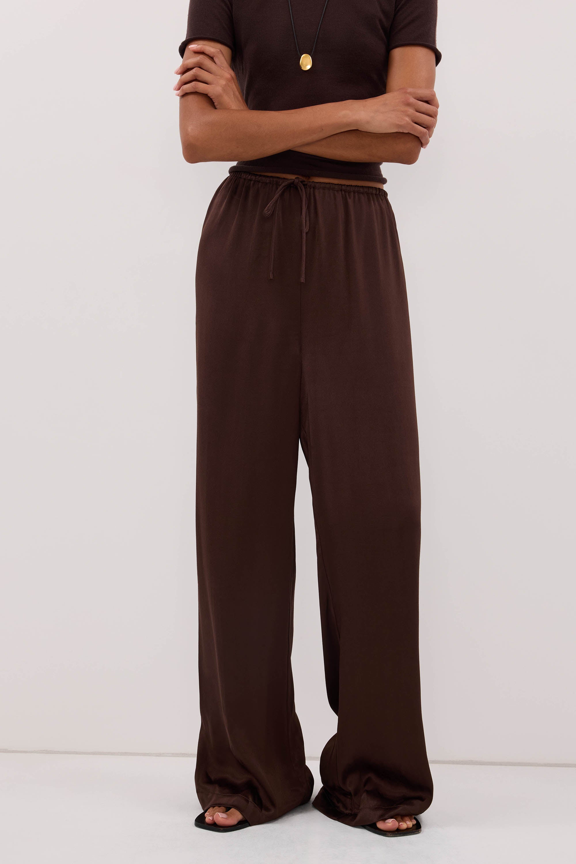 MYA BITTER CHOC SATIN PANT