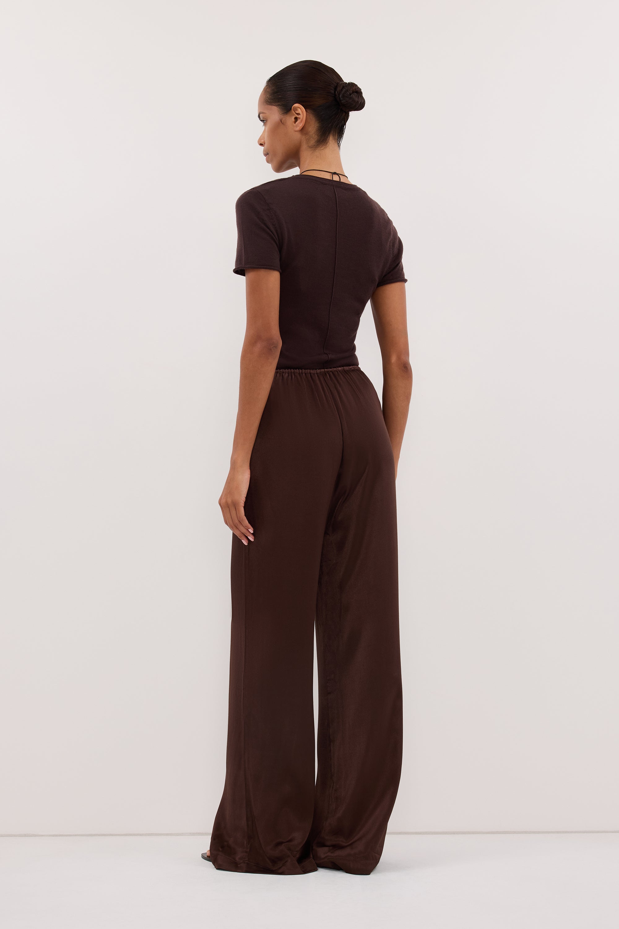 MYA BITTER CHOC SATIN PANT