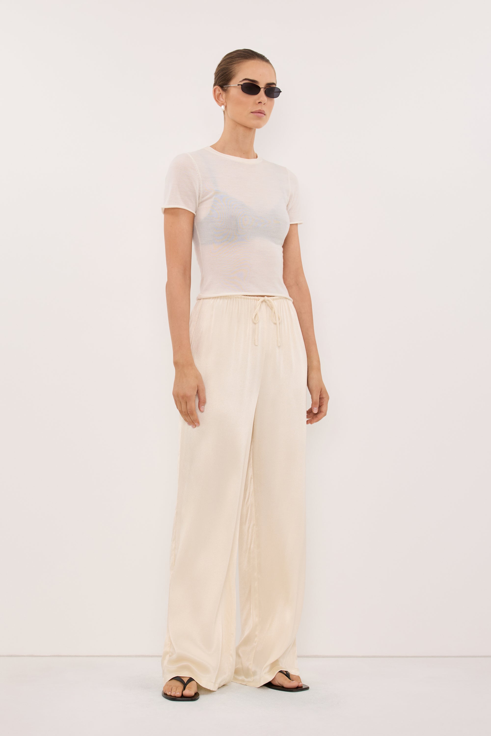 MYA CREAM SATIN PANT
