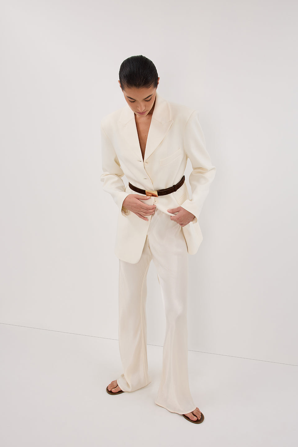 MYKA CREAM SATIN PANT Clothing DISSH Boutiques 