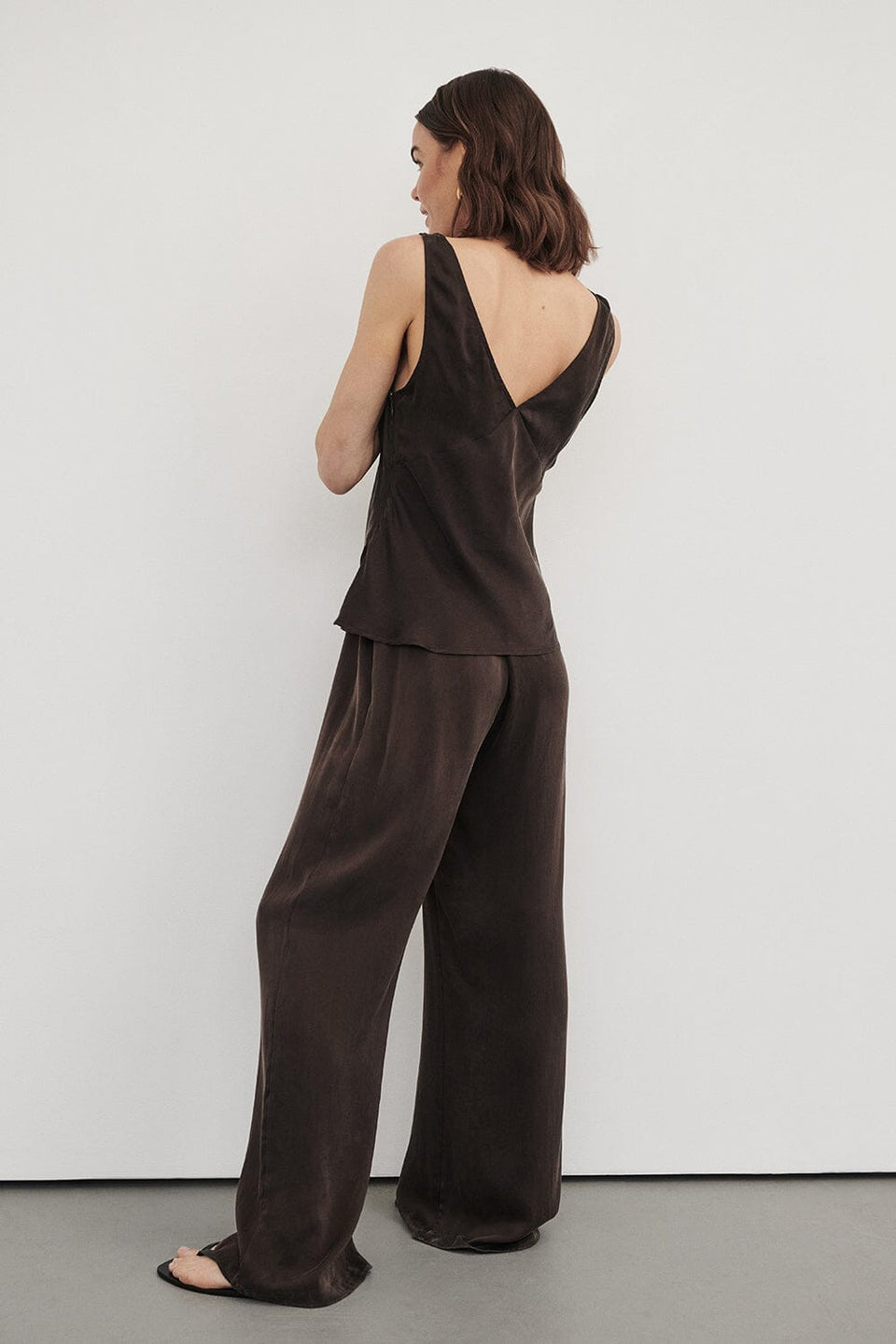 PERCY BITTER CHOC SILK PANT Clothing DISSH Boutiques 