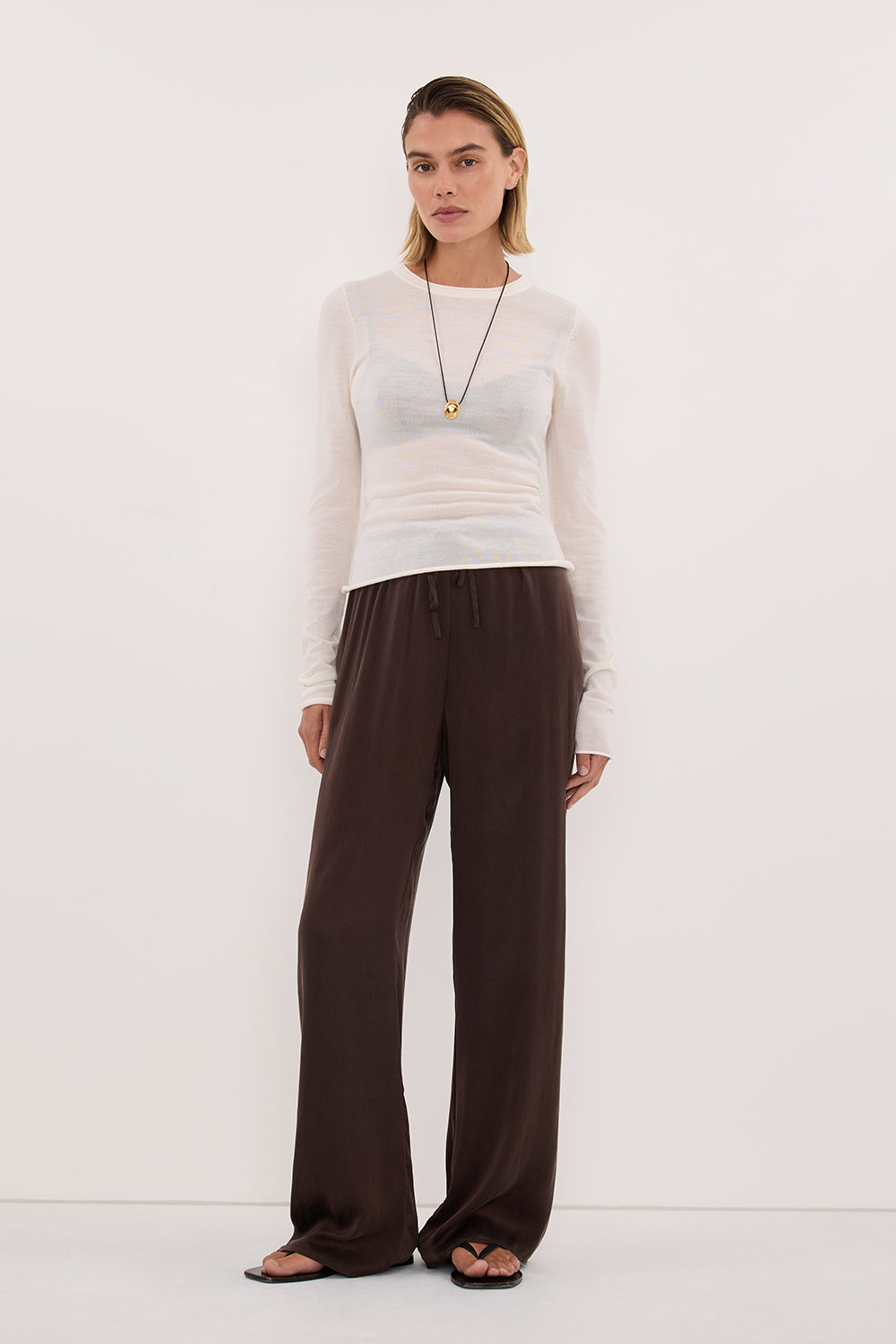 PERCY BITTER CHOC SILK PANT