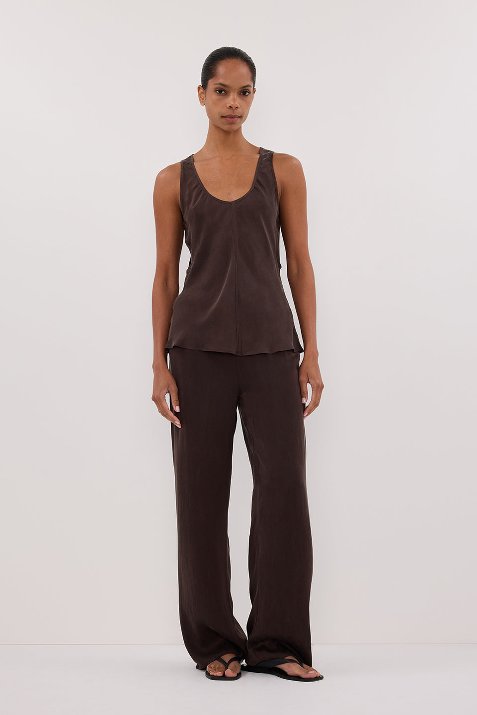 PERCY BITTER CHOC SILK PANT Clothing DISSH Boutiques 6 BITTER CHOCOLATE 