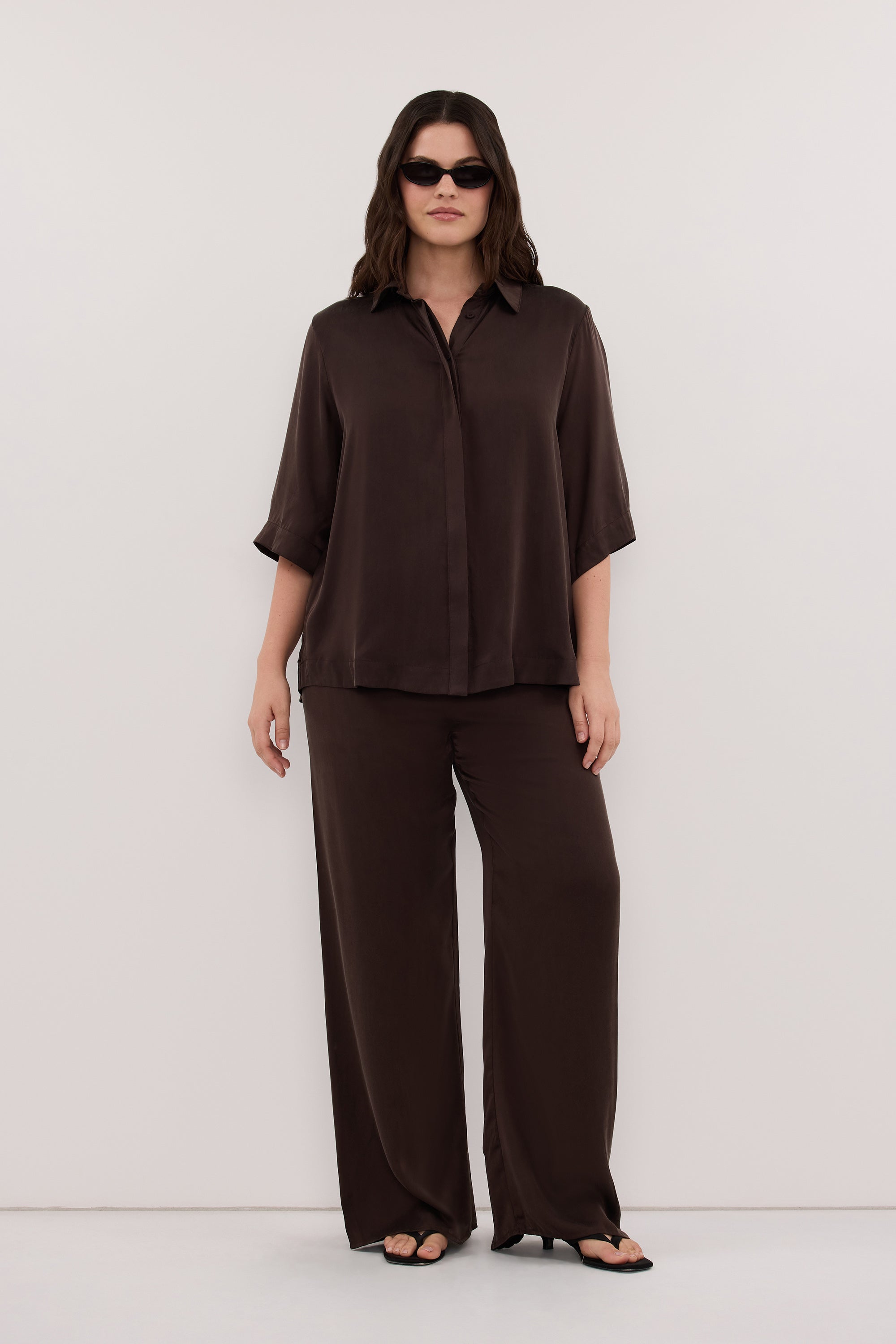 PERCY BITTER CHOC SILK PANT