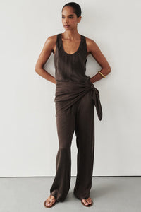 PERCY BITTER CHOC SILK PANT