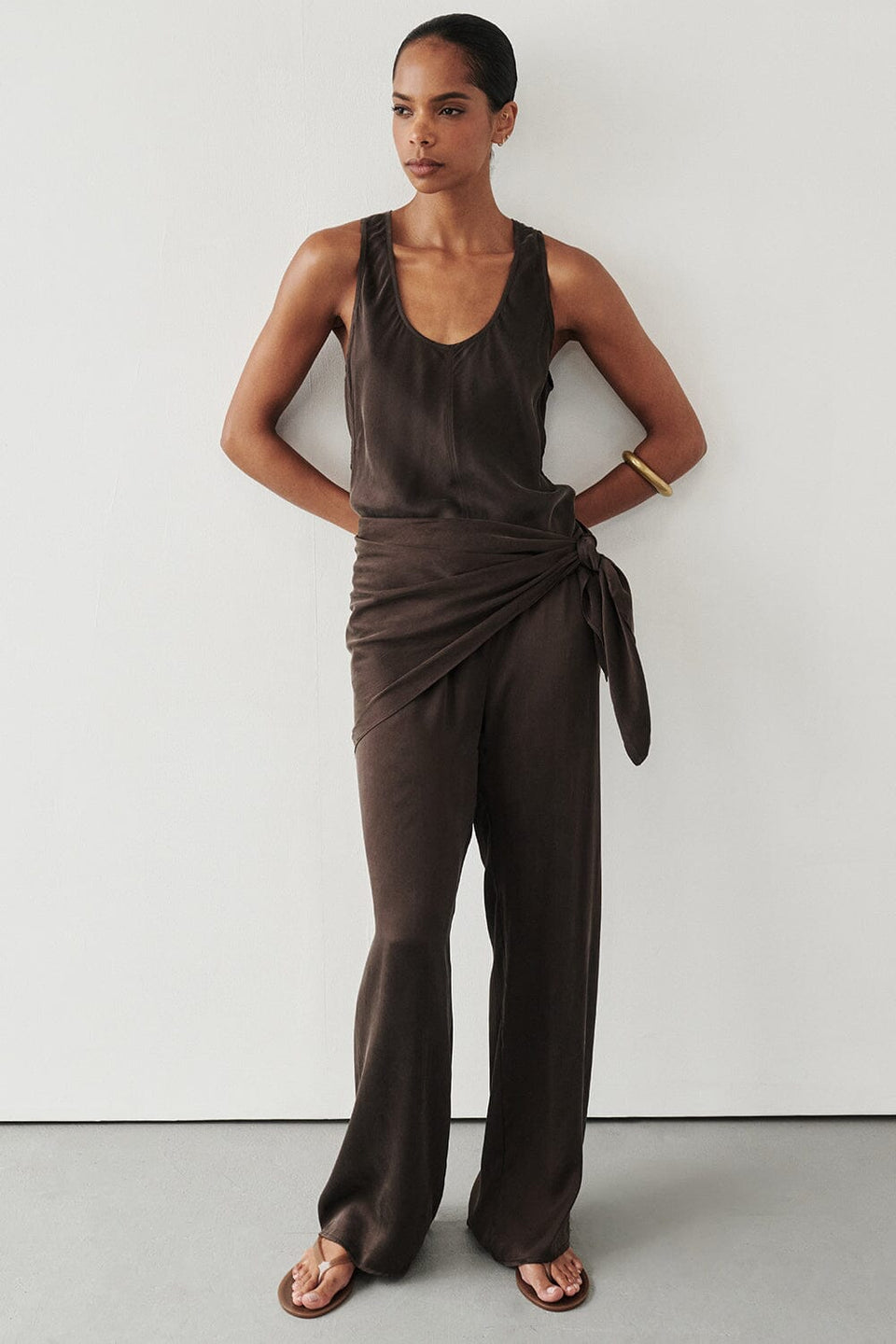 PERCY BITTER CHOC SILK PANT Clothing DISSH Boutiques 