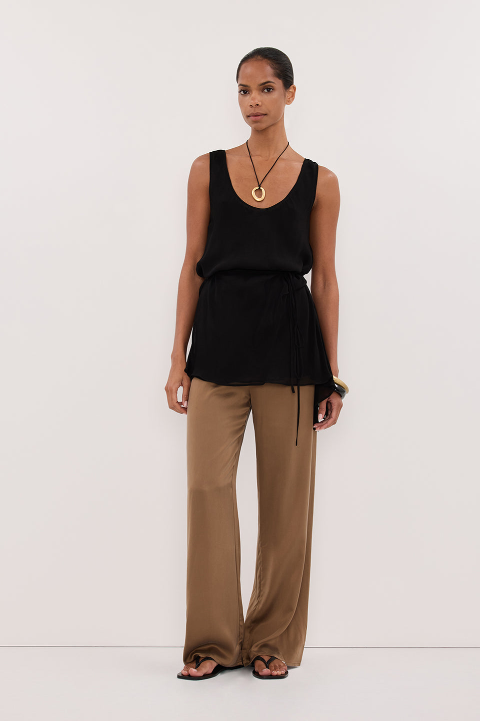 PERCY CHESTNUT SILK PANT Clothing DISSH Boutiques 6 CHESTNUT 