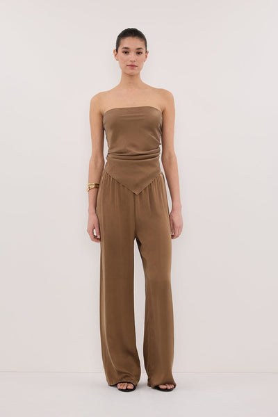Aude wearing PERCY CHESTNUT SILK PANT