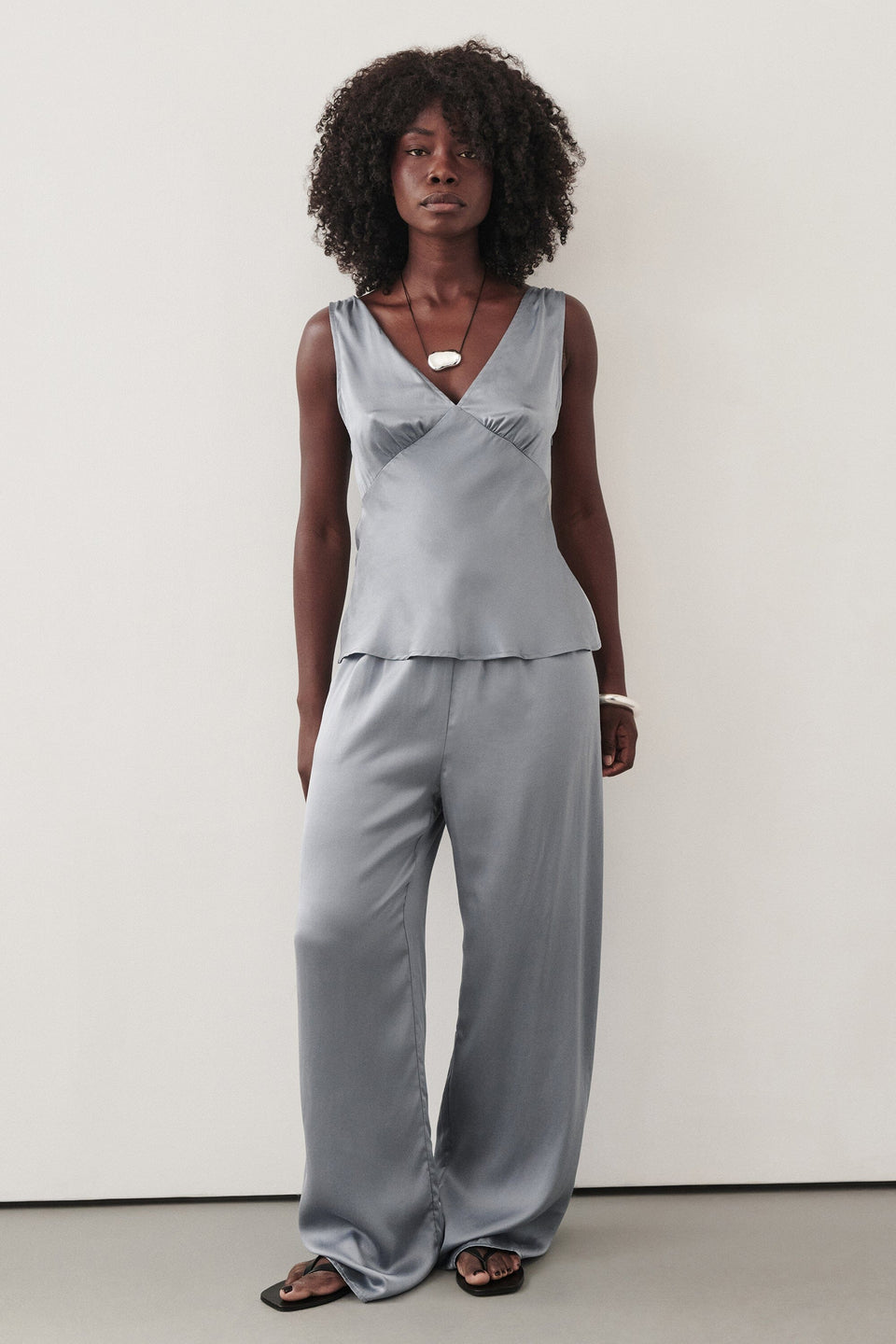 PERCY DUSTY BLUE SILK PANT Clothing DISSH Boutiques 