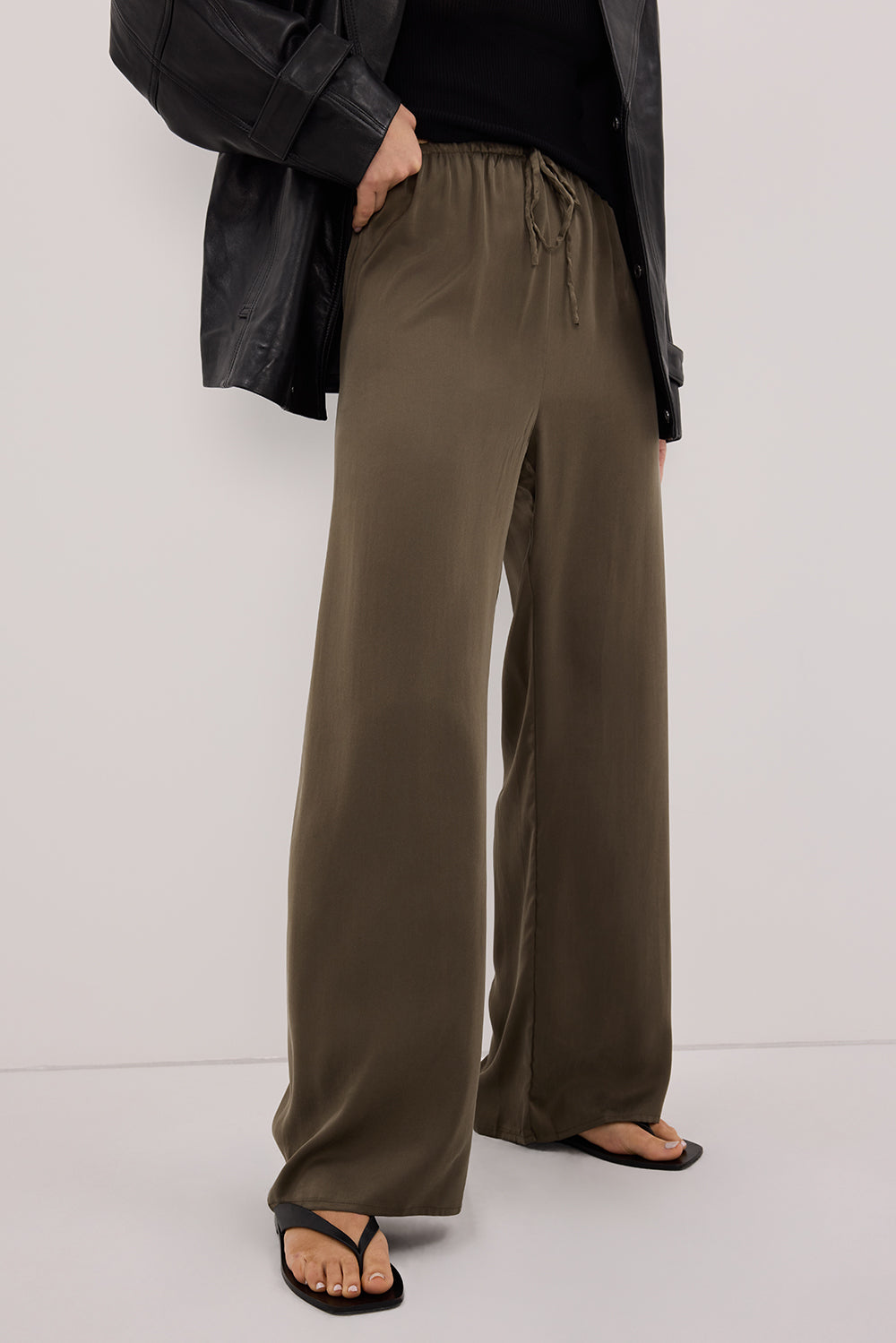 PERCY OLIVE SILK PANT Clothing DISSH Boutiques 