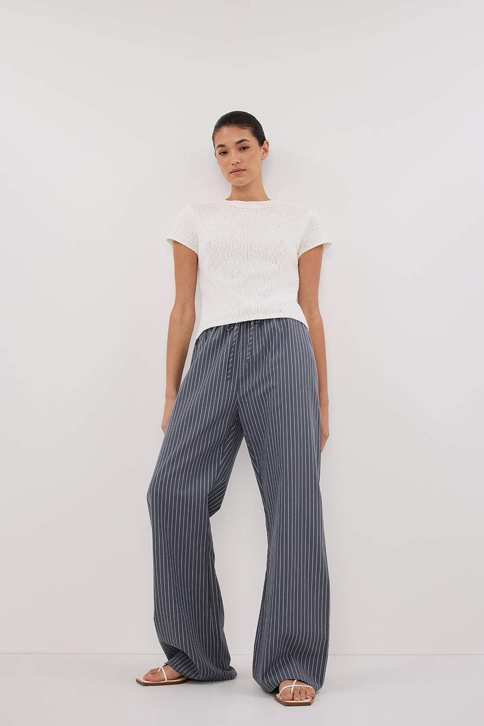 MASON SLATE STRIPE DRAWSTRING PANT Clothing DISSH Boutiques 12 SLATE 