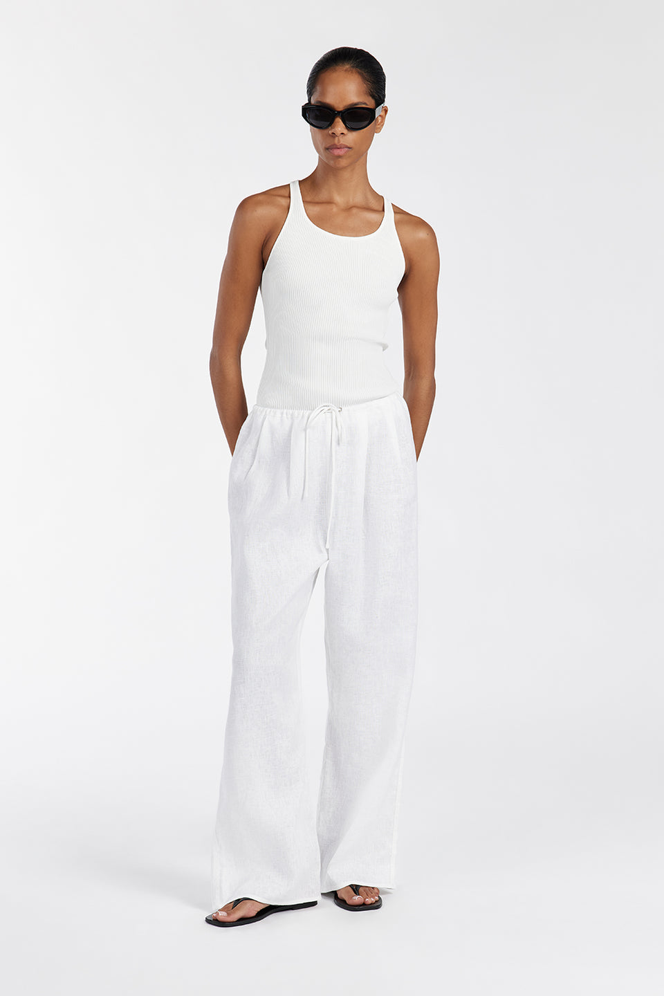 NALA WHITE ELASTIC WAIST PANT Clothing DISSH Boutiques 14 WHITE 