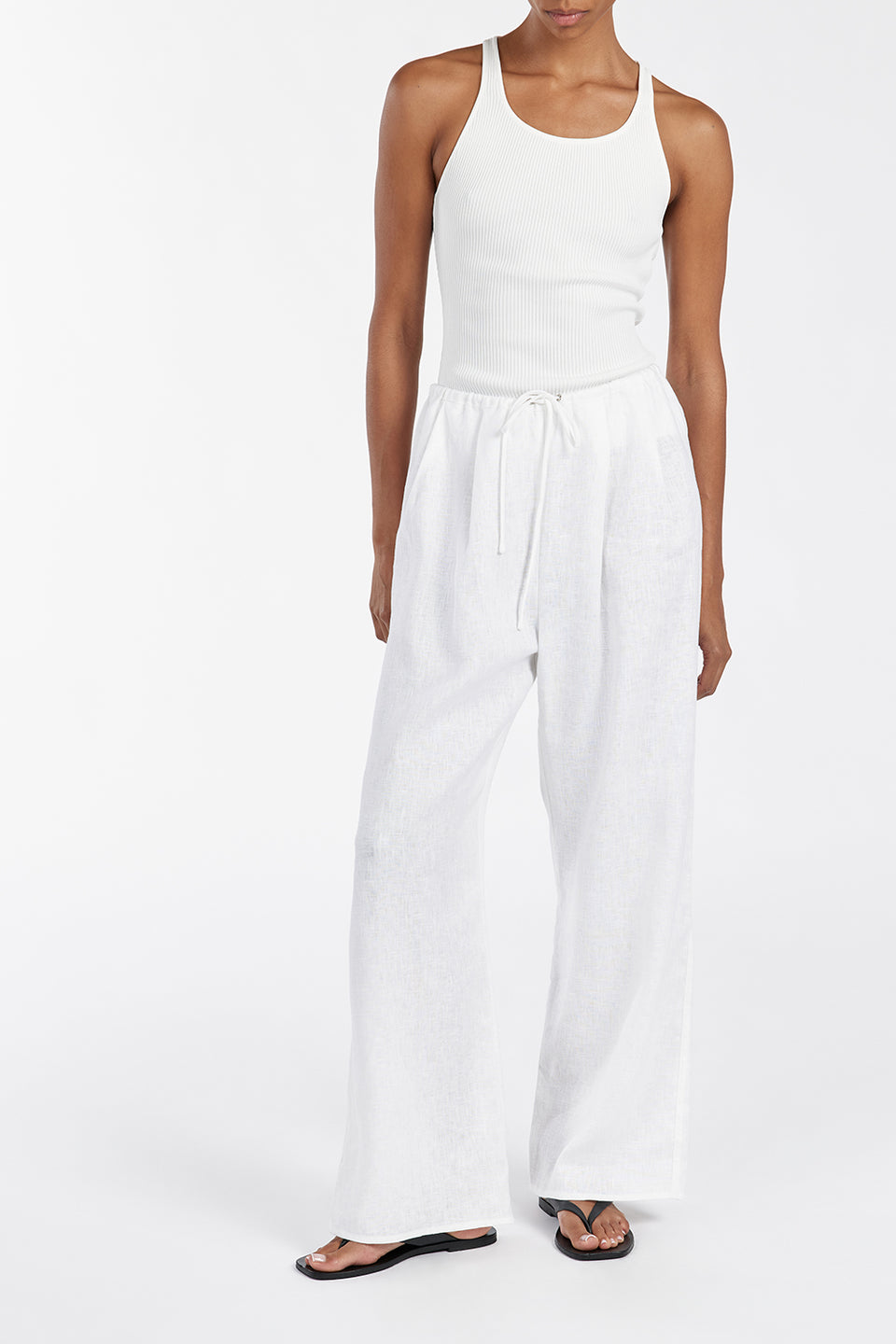 NALA WHITE ELASTIC WAIST PANT Clothing DISSH Boutiques 