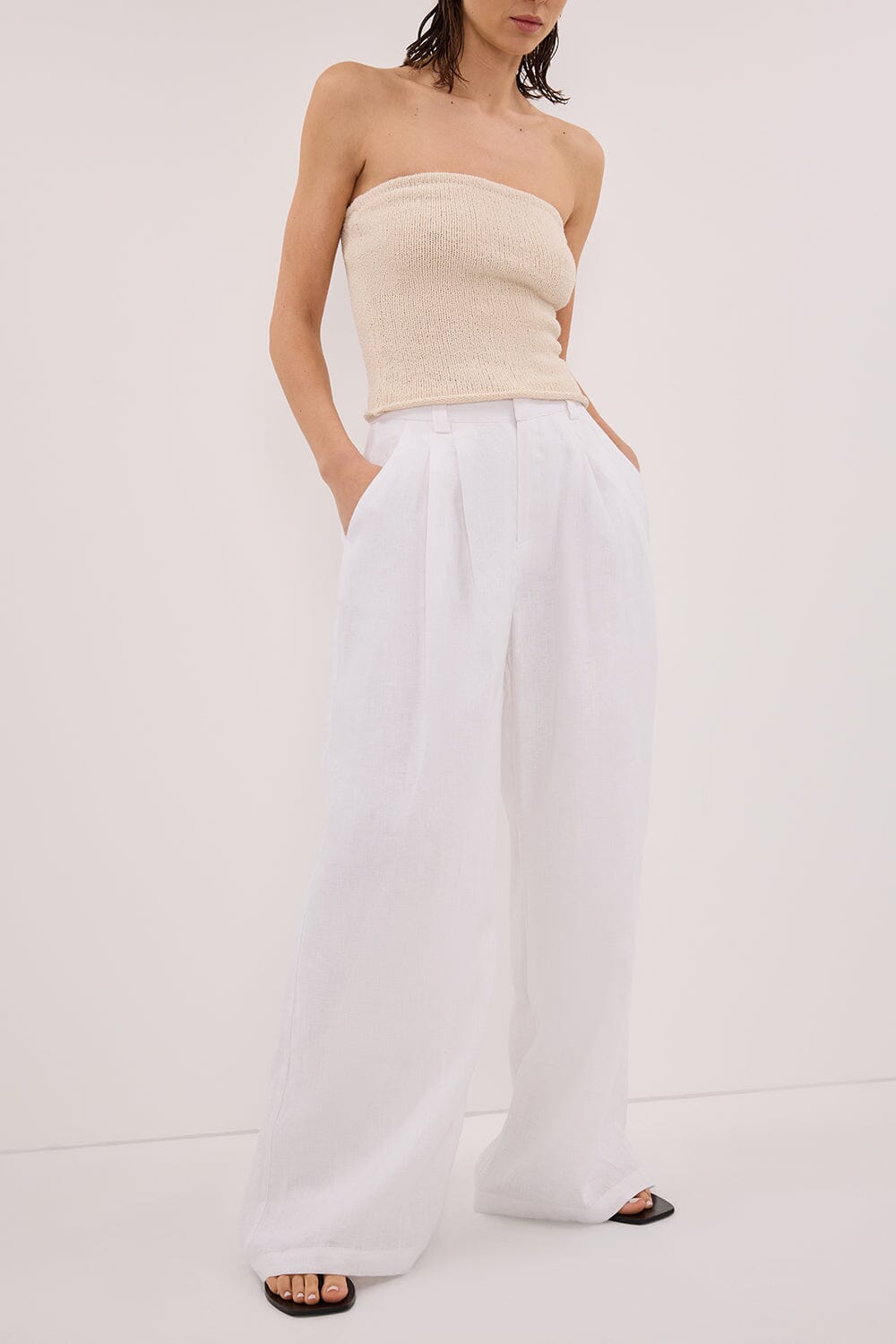 HOLDEN WHITE LINEN PANT Clothing DISSH Boutiques 