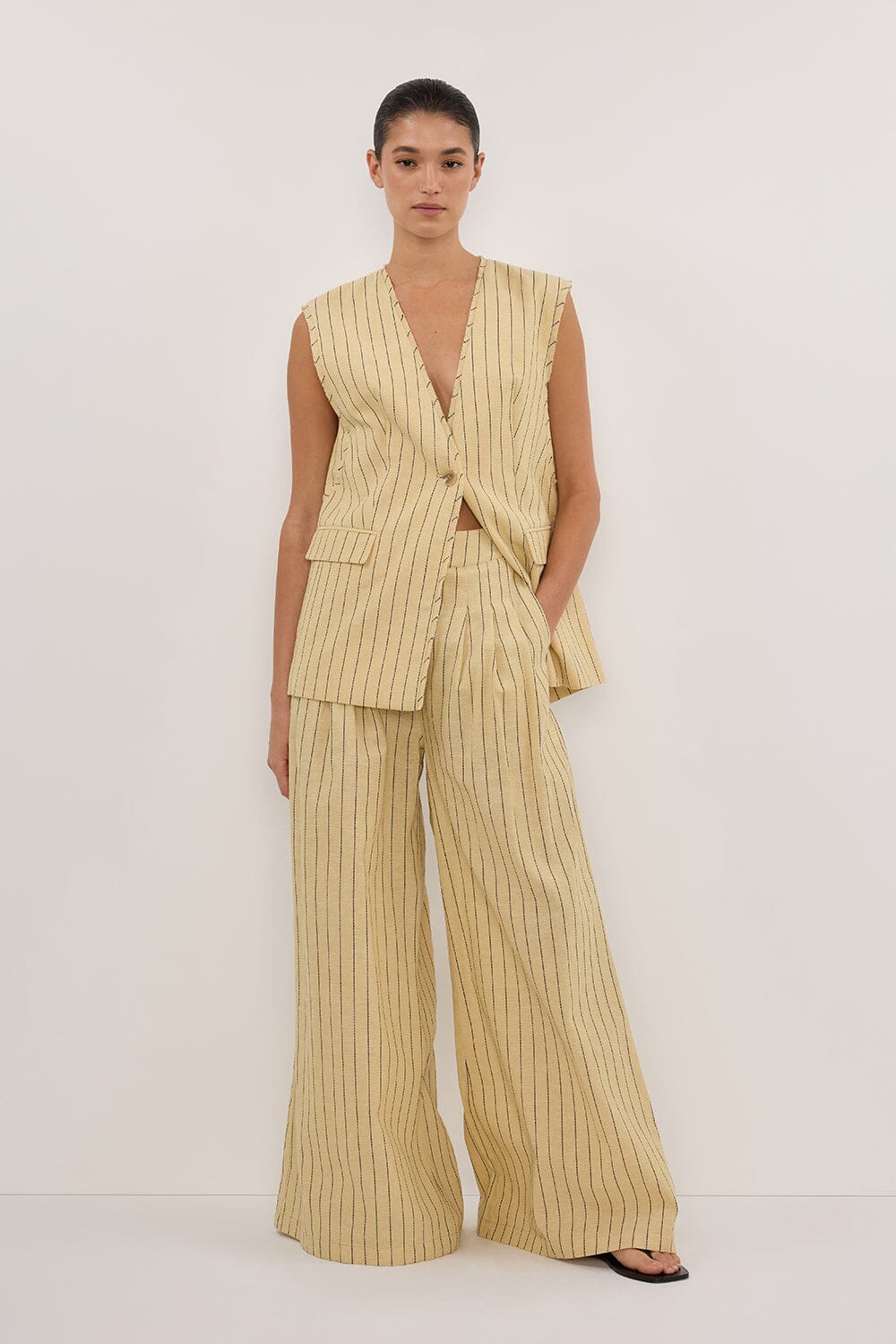 OLLIE DUNE STRIPE WIDE LEG PANT Clothing DISSH Boutiques 6 YELLOW 