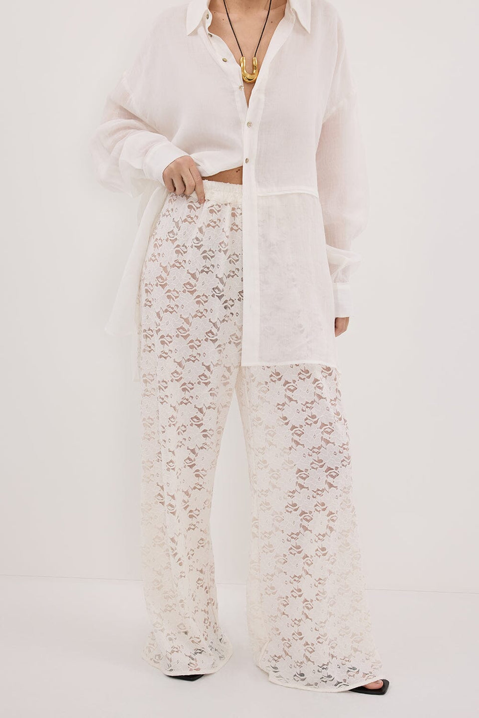 LOULA WHITE LACE PANT Clothing DISSH Boutiques 