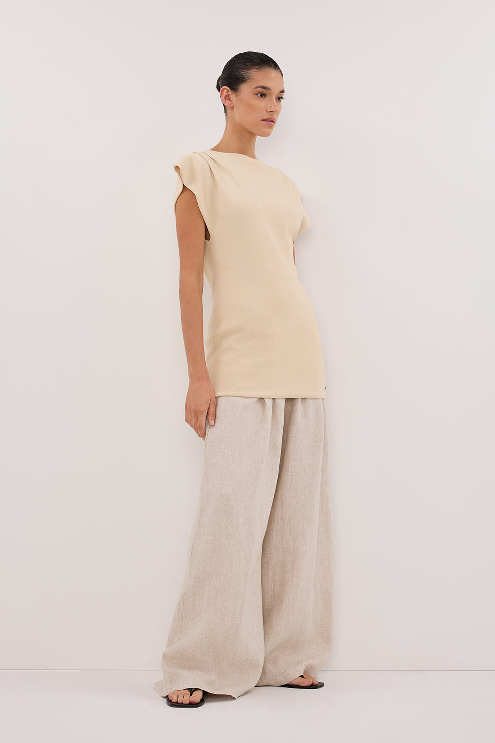 CODY NATURAL WIDE LINEN PANT Clothing DISSH Boutiques 