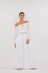 CODY WHITE WIDE LINEN PANT