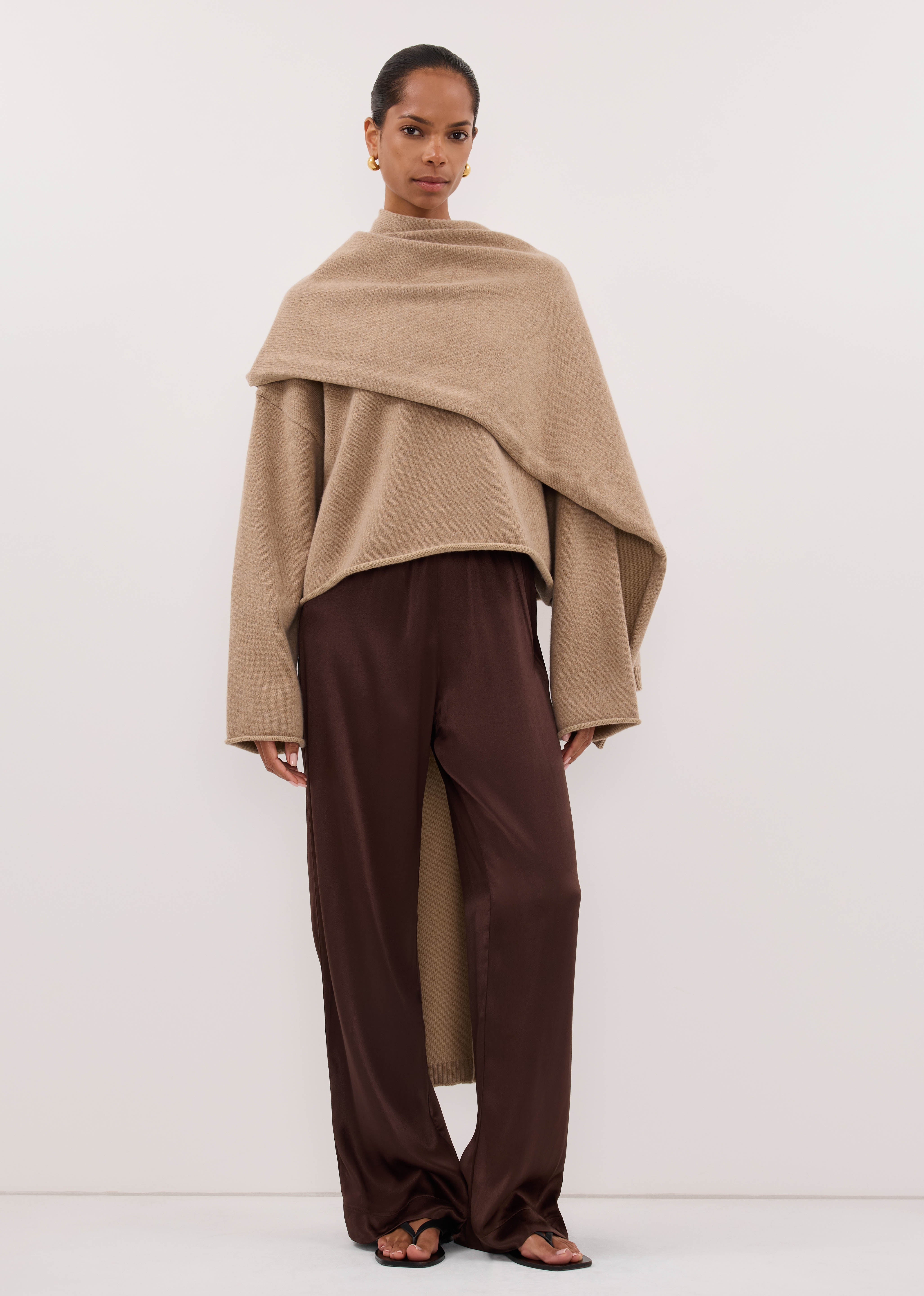 MONICA BITTER CHOC SATIN PANT