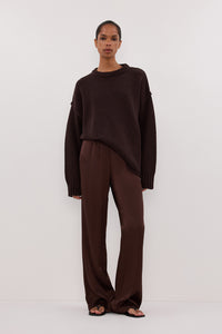 MONICA BITTER CHOC SATIN PANT