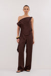 MONICA BITTER CHOC SATIN PANT