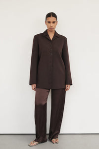 MONICA BITTER CHOC SATIN PANT