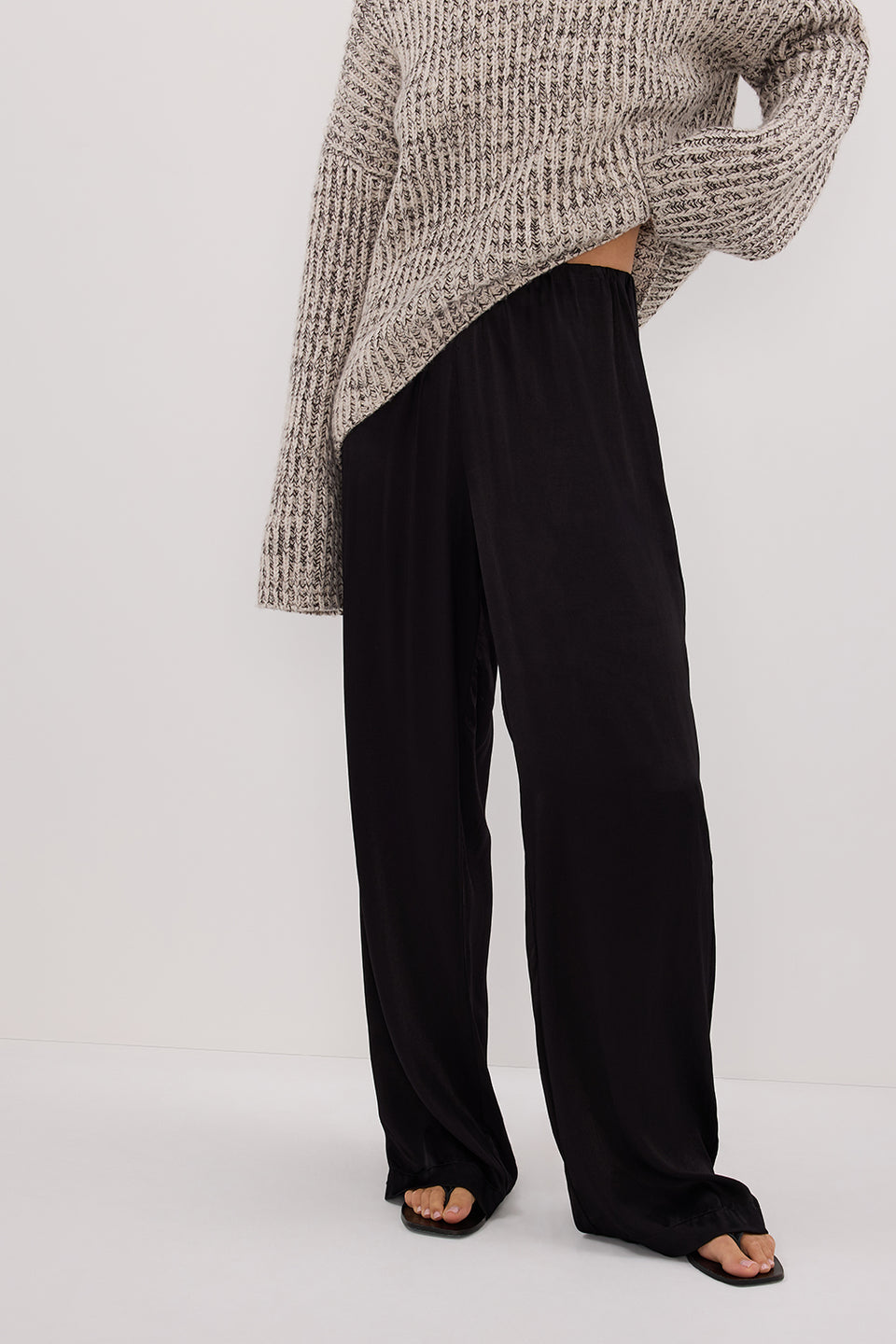 MONICA BLACK SATIN PANT Clothing DISSH Boutiques 