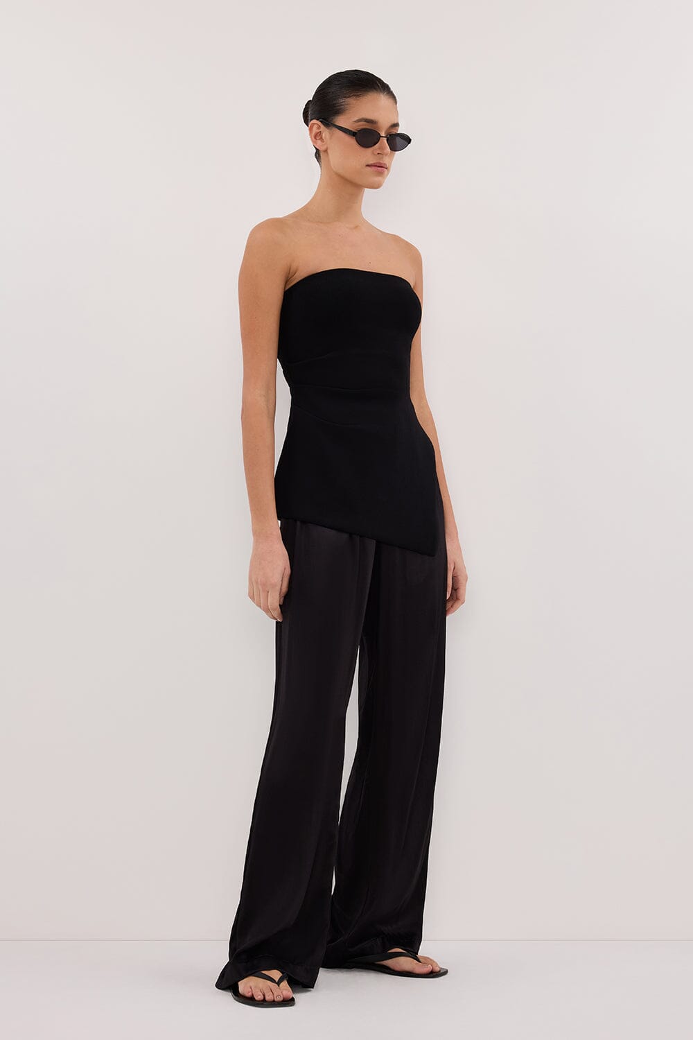 MONICA BLACK SATIN PANT