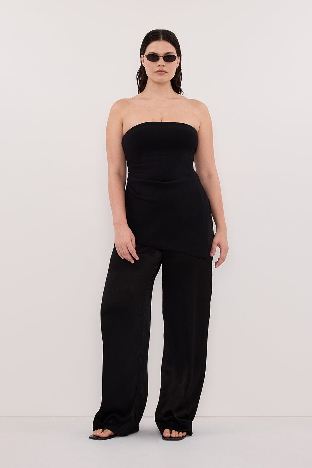 MONICA BLACK SATIN PANT Clothing DISSH Boutiques 