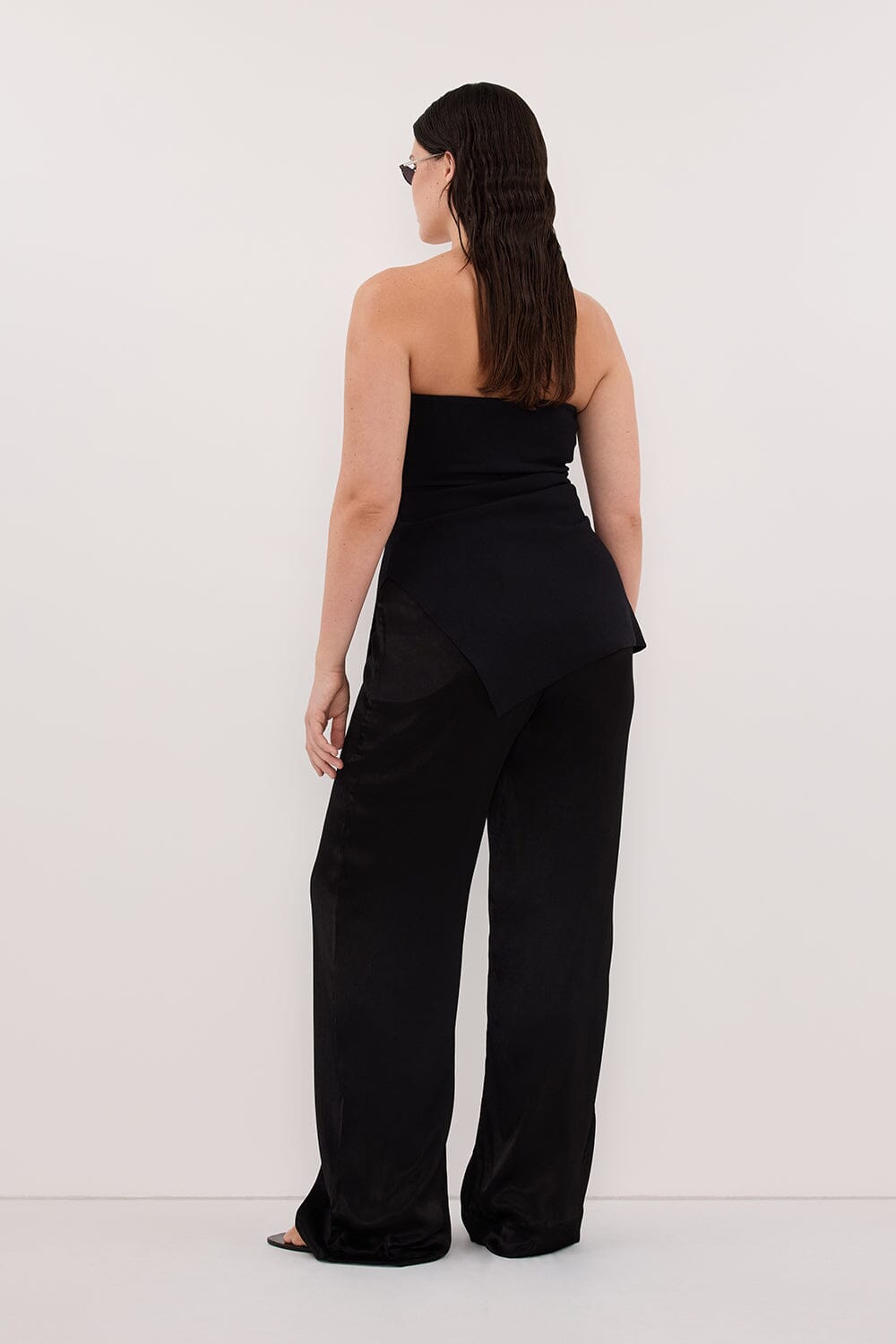 MONICA BLACK SATIN PANT Clothing DISSH Boutiques 