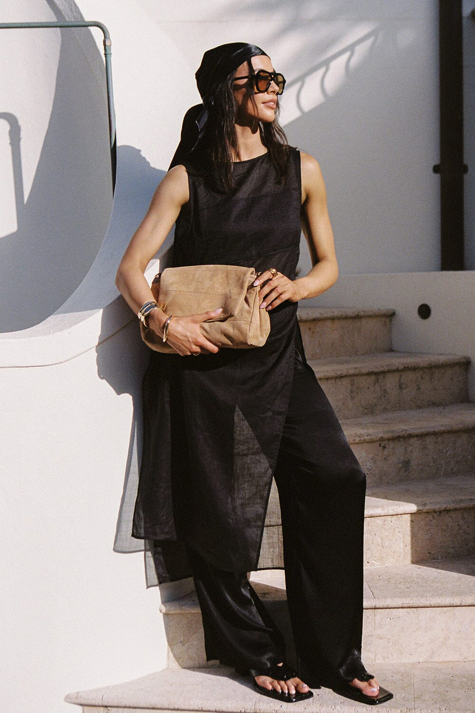 MONICA BLACK SATIN PANT Clothing DISSH Boutiques 