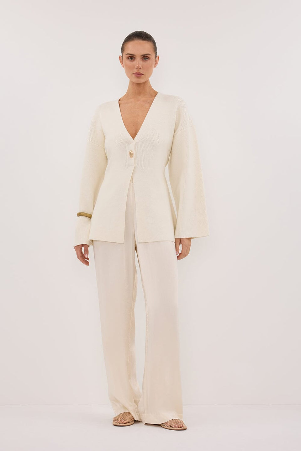MONICA CREAM SATIN PANT Clothing DISSH Boutiques 