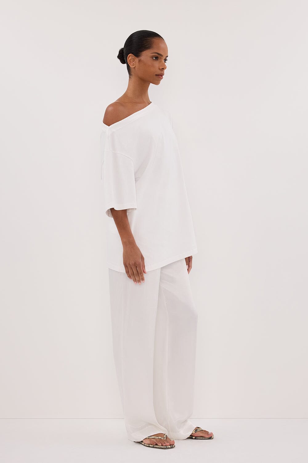MONICA WHITE SATIN PANT Clothing DISSH Boutiques 
