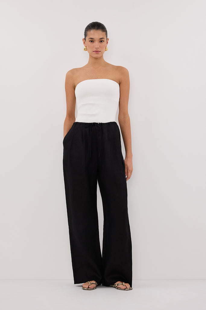 Sahara Linen Drawstring Pants - Black