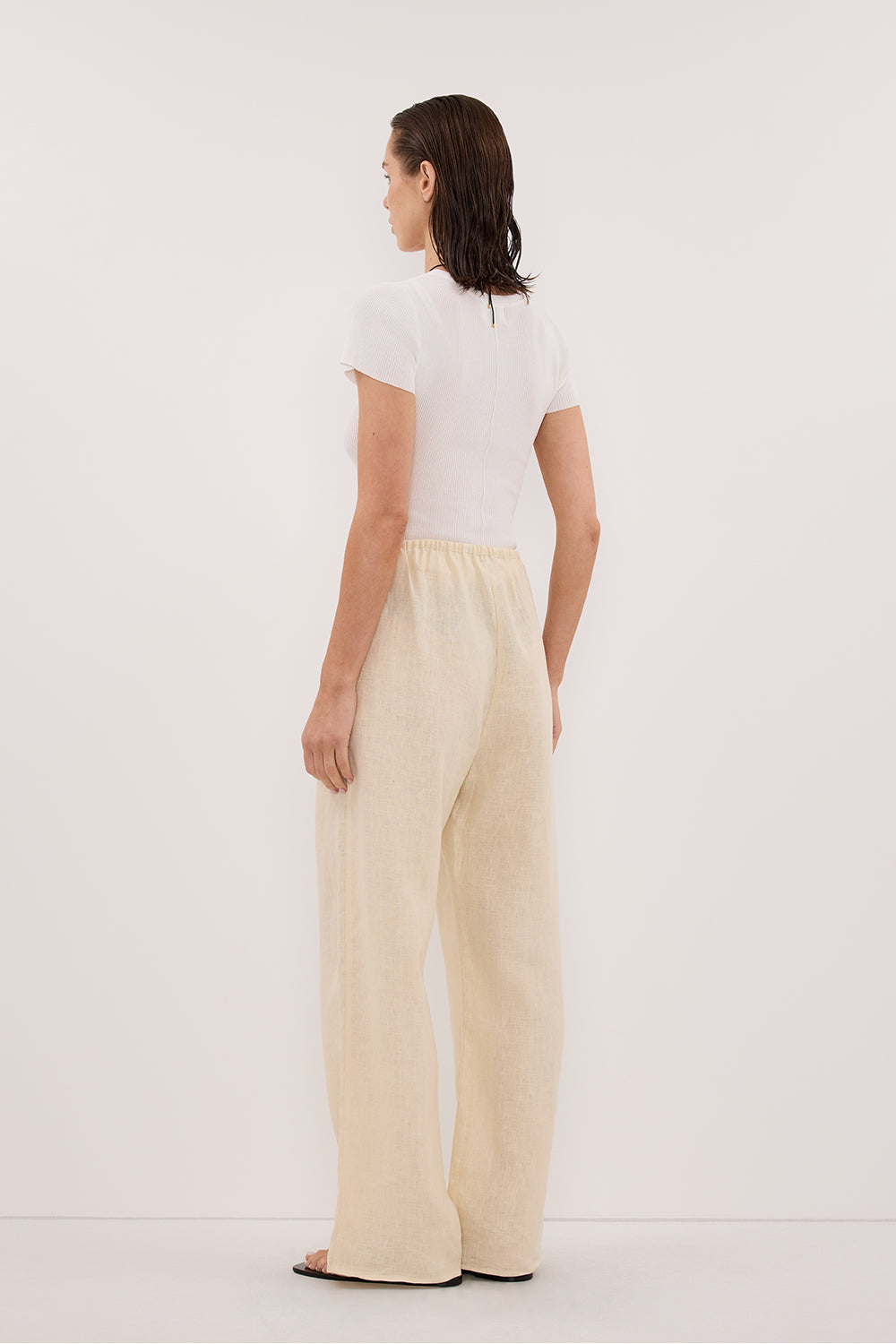 CARLA BUTTERMILK DRAWSTRING LINEN PANT Clothing DISSH Boutiques 