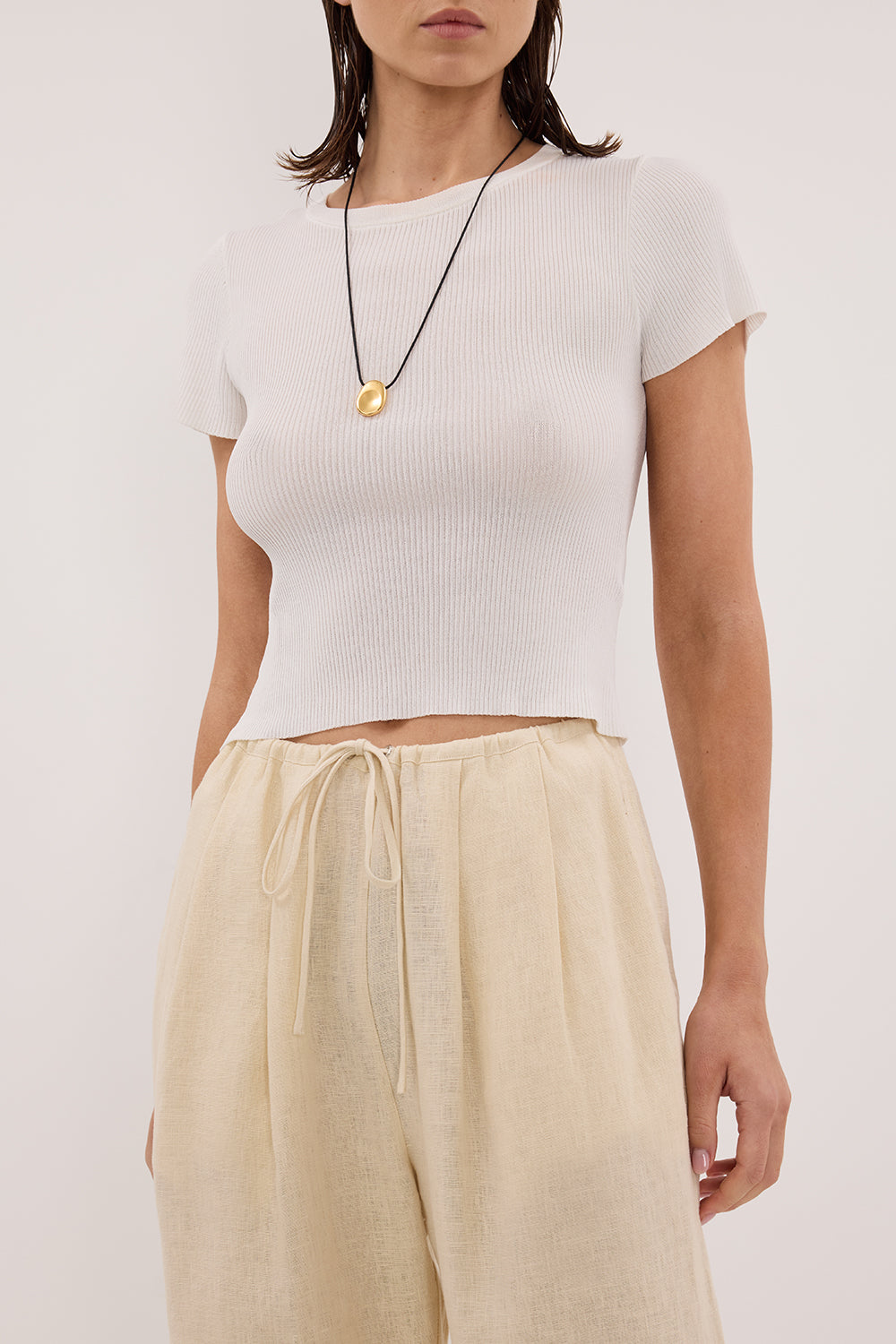 CARLA BUTTERMILK DRAWSTRING LINEN PANT Clothing DISSH Boutiques 