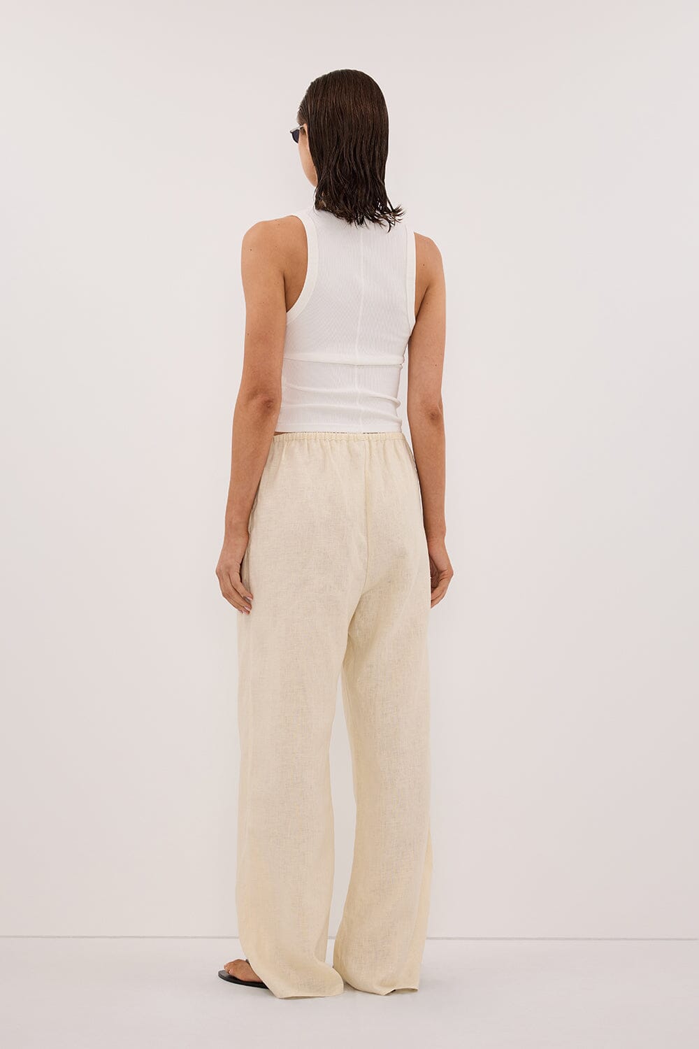 CARLA STRAW DRAWSTRING LINEN PANT Clothing DISSH Boutiques 