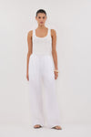 CARLA WHITE DRAWSTRING LINEN PANT