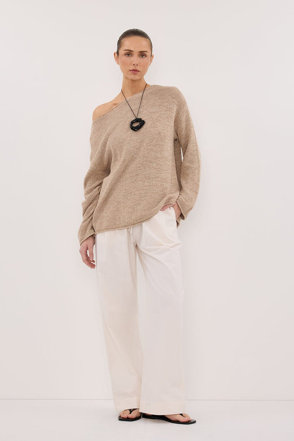 RHEA CREAM COTTON DRAWSTRING PANT Clothing DISSH Boutiques 6 CREAM 