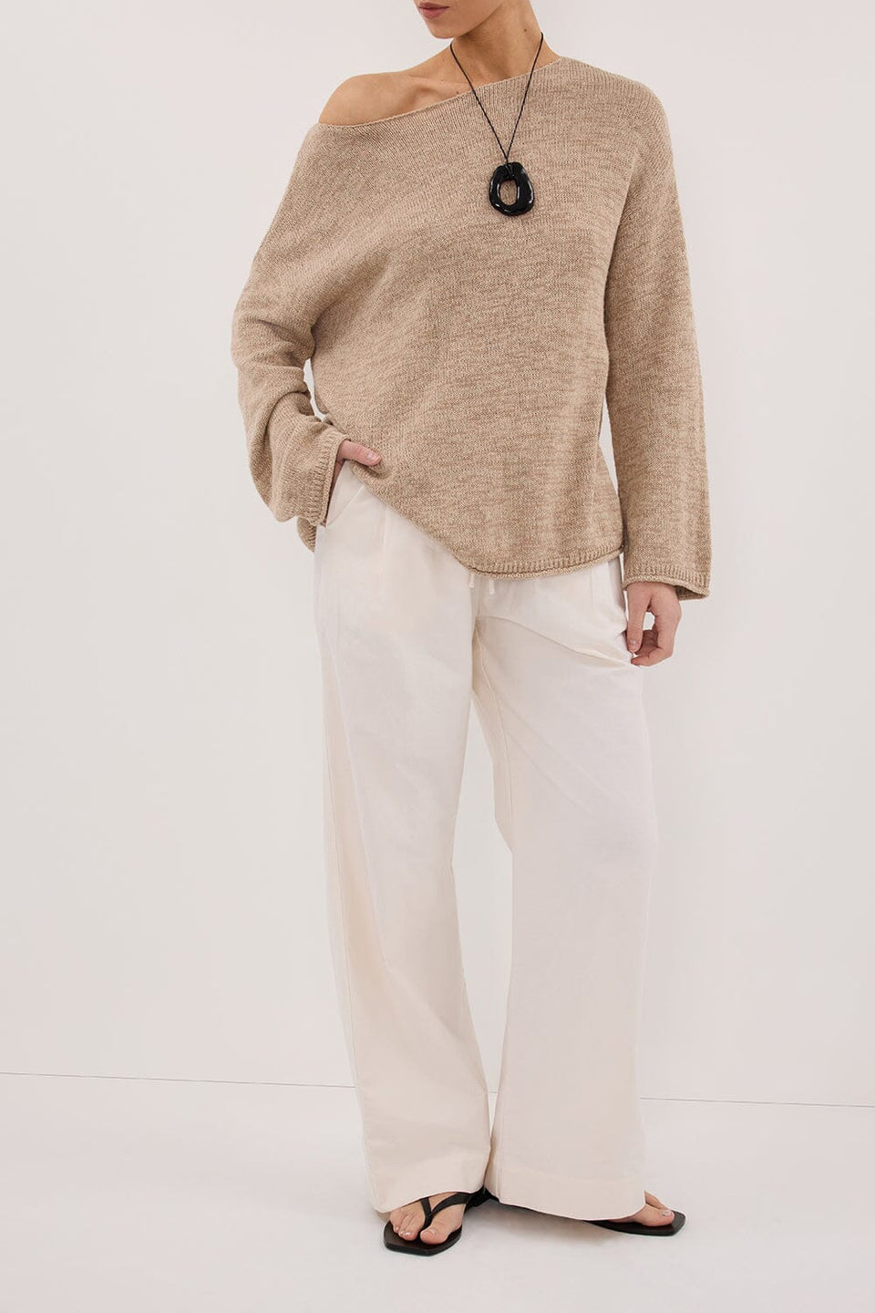 RHEA CREAM COTTON DRAWSTRING PANT Clothing DISSH Boutiques 