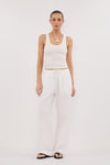 RHEA WHITE COTTON DRAWSTRING PANT