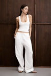 RHEA WHITE COTTON DRAWSTRING PANT