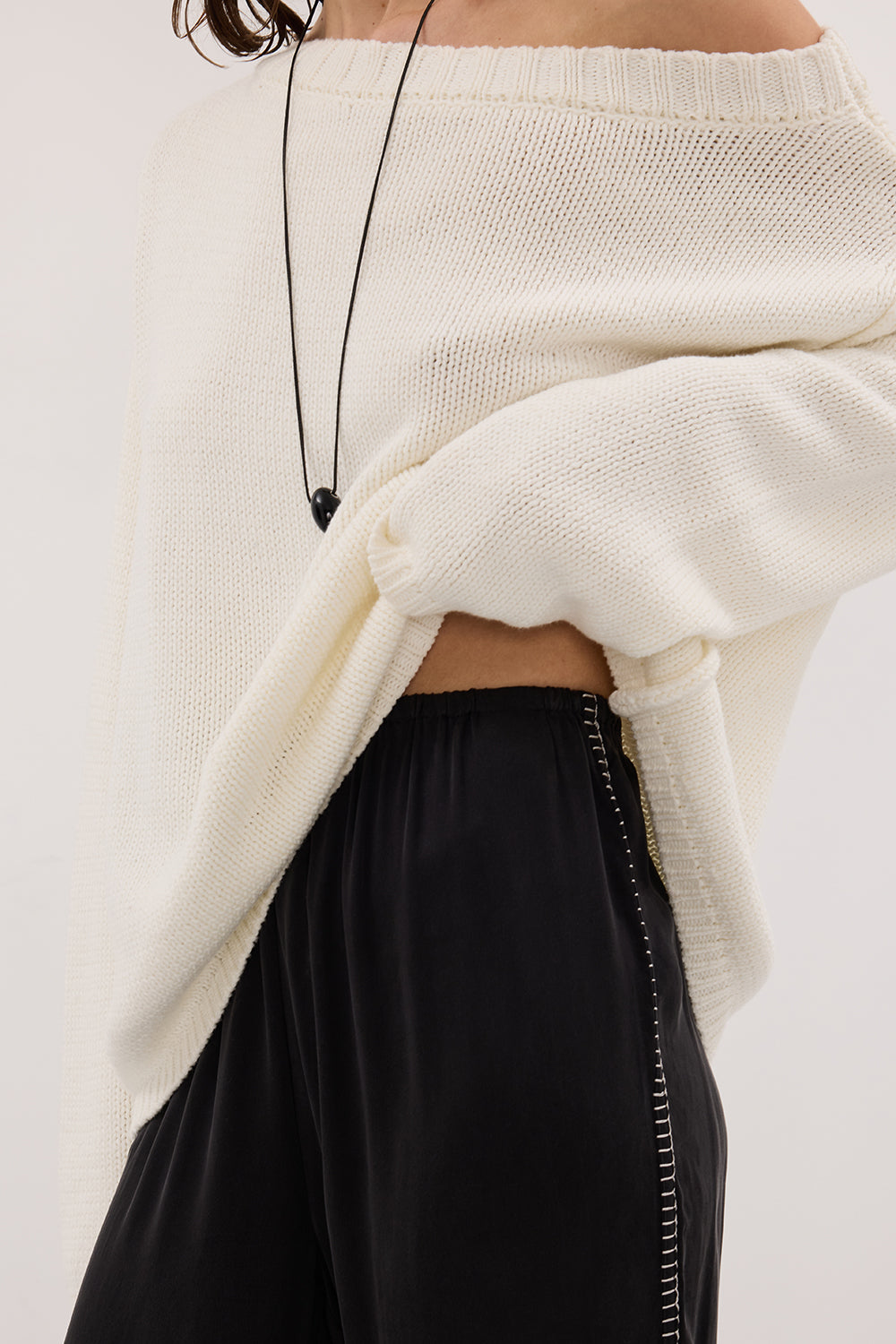 PIPER BLACK SILK STITCH DETAIL PANT
