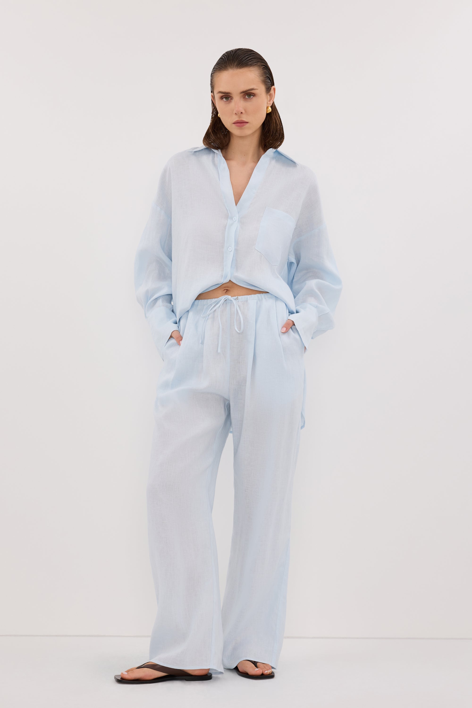 ELLIS ICE BLUE LINEN PANT