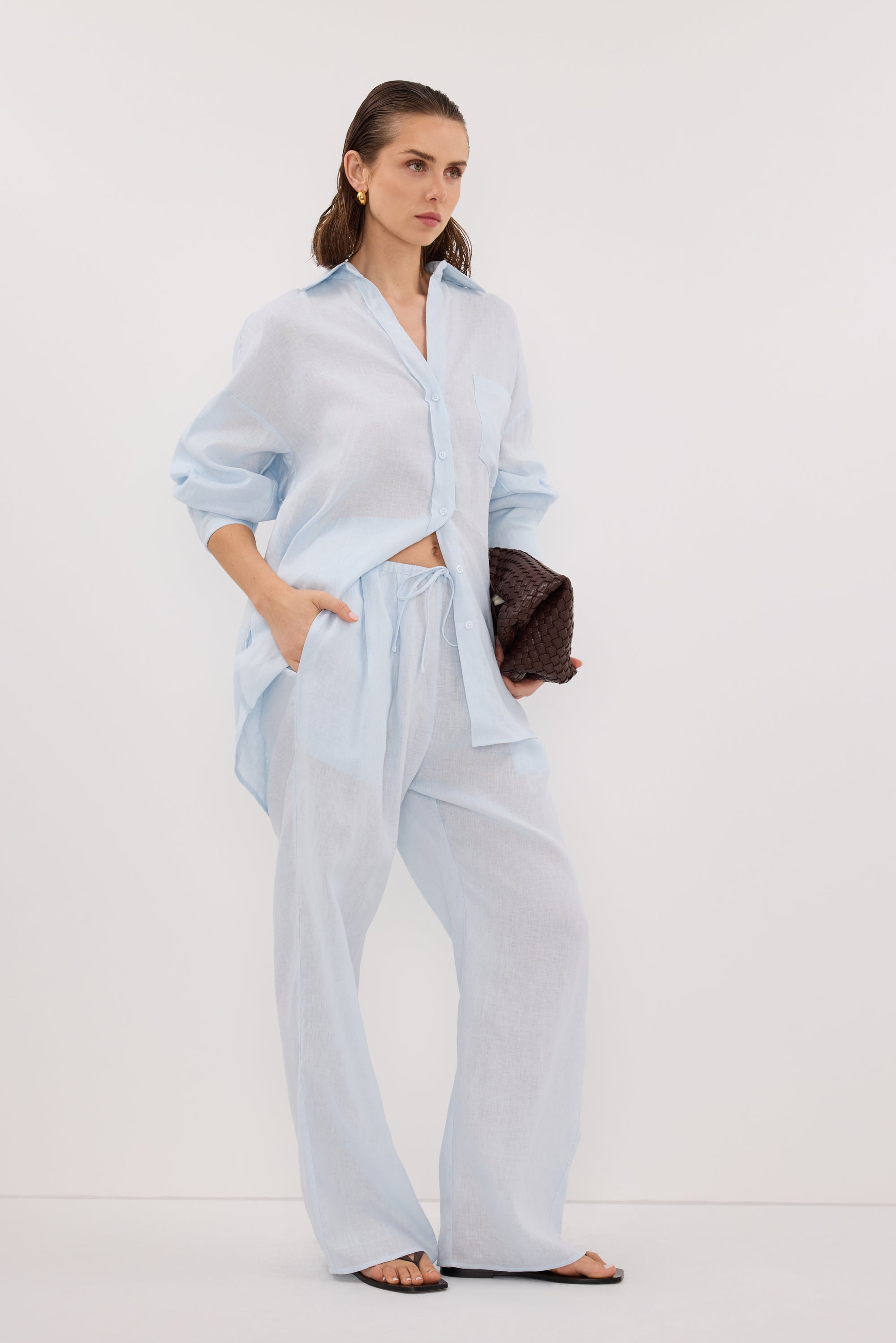 ELLIS ICE BLUE LINEN PANT