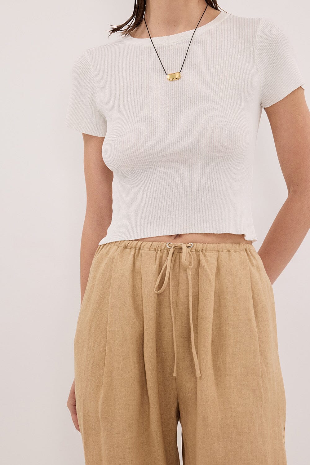 LUNE TAN LINEN PANT Clothing DISSH Boutiques 