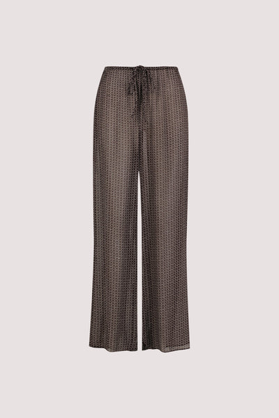 Stas wearing TIA CHOC MICRO CHECK PANT