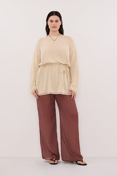Jasmine wearing TIA SAHARA MICRO CHECK PANT